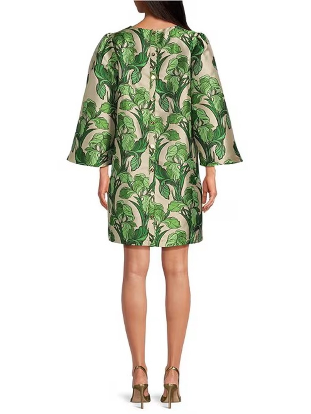 Botanical Green Leaf Print Mini Dress NWOT bought never worn - Picture 2 of 2